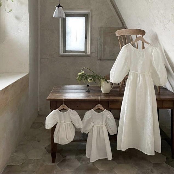 Lia Puff Sleeve Dress (Ivory)