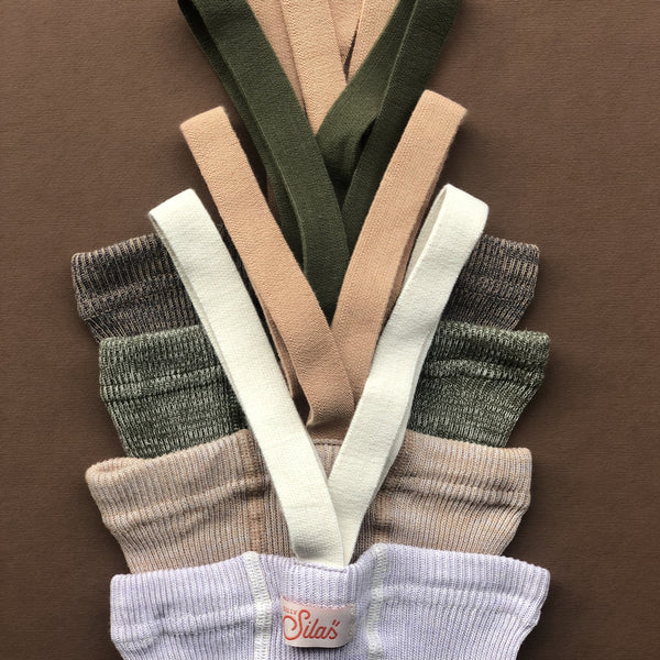 Silly Silas Footless Unisex Rib Tights with Braces (Creamy Olive)