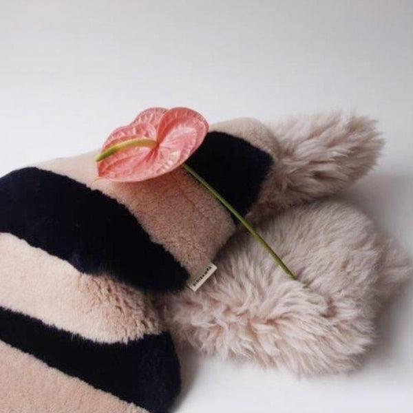 Striped Sheepskin Snuggler (Blue Rose)