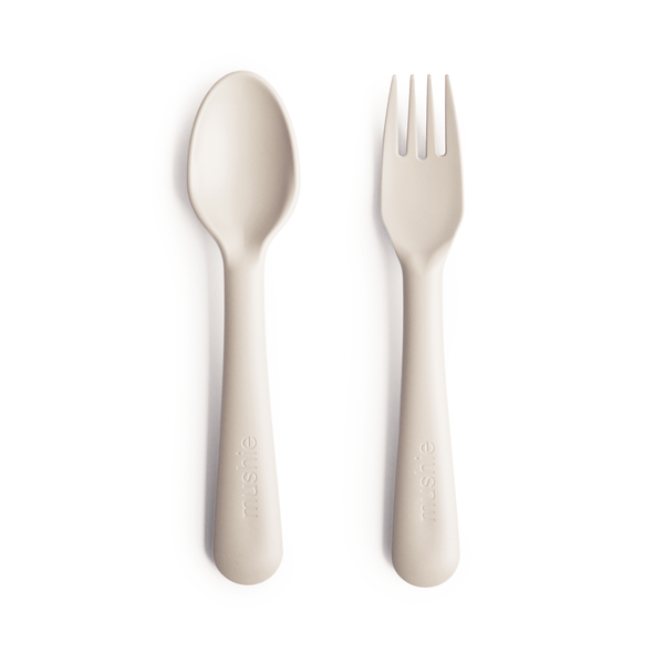 Mushie Fork + Spoon (Ivory)