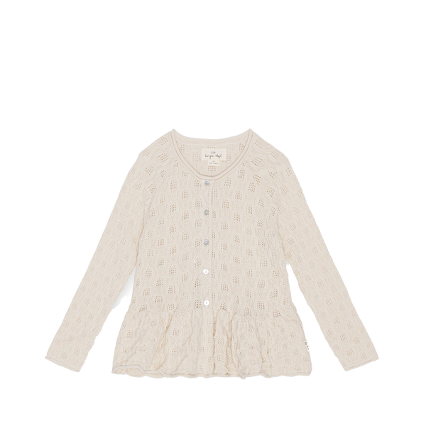 Henny Pointelle Knit Frilled Cardigan