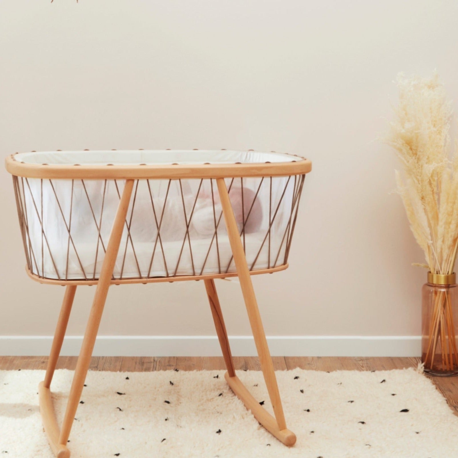 Kumi Baby Crib with Mesh Cocoon (Hazelnut) - Charlie Crane