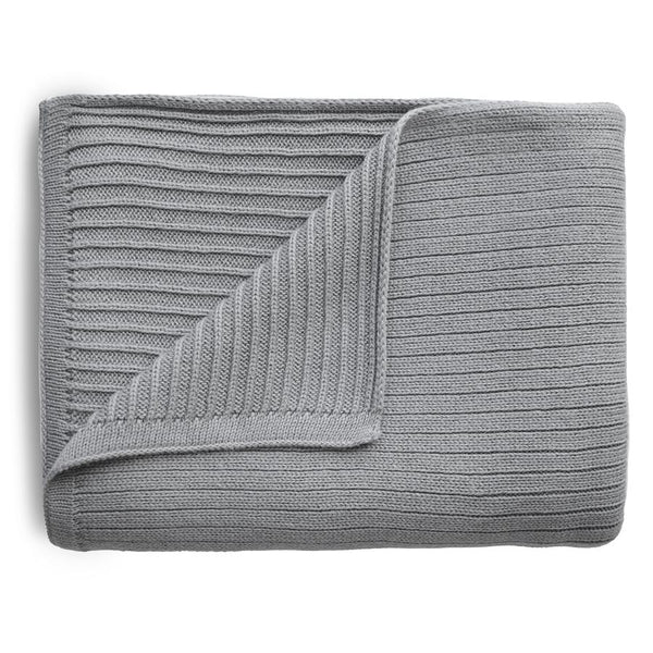 Organic Cotton Knitted Ribbed Baby Blanket (Grey)