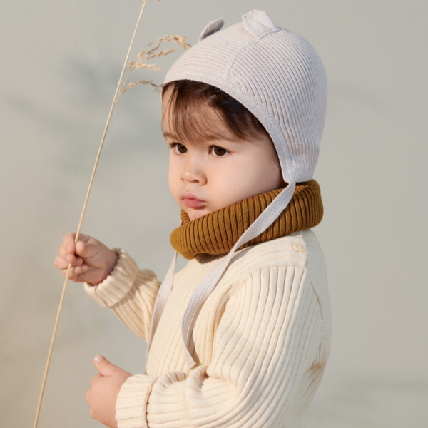 Sanne Cotton Knit Animal Ear Baby Bonnet (Sandy)