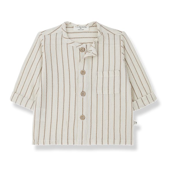 Maurici Seersucker Striped Shirt (Biscotto)