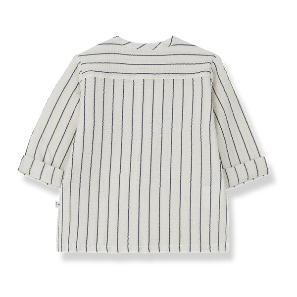 Maurici Seersucker Striped Shirt (Navy Blue)