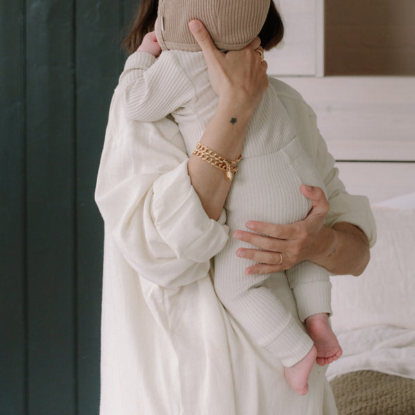 Organic Cotton Ribbed Baby Leggings (Oat)