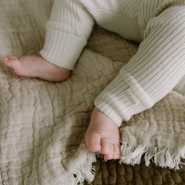 Organic Cotton Ribbed Baby Leggings (Oat)