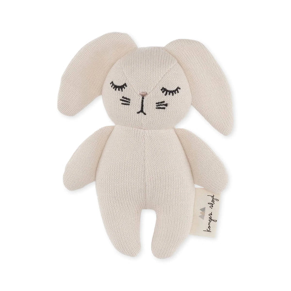 Mini Knit Rabbit Soft Bell Toy (Off White)