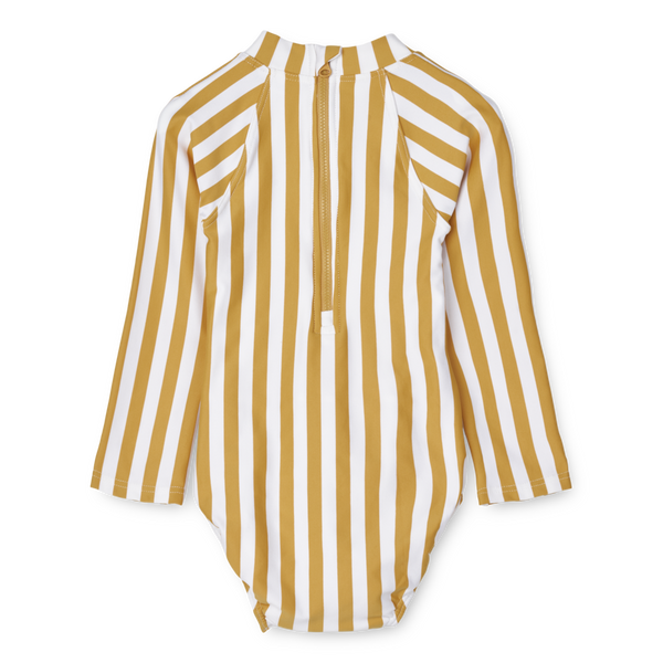 Maxime Pinstripe Long Sleeve Baby Swimsuit (Yellow Mellow)