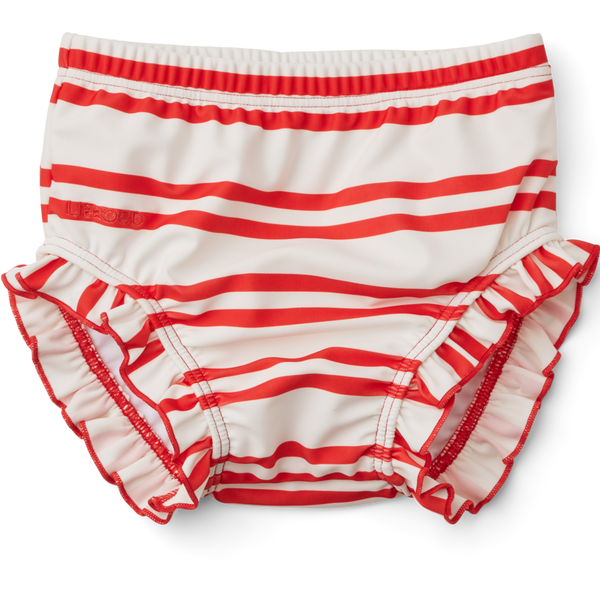 Mila Stripe Baby Swim Pants (Creme De La Creme/Apple Red)