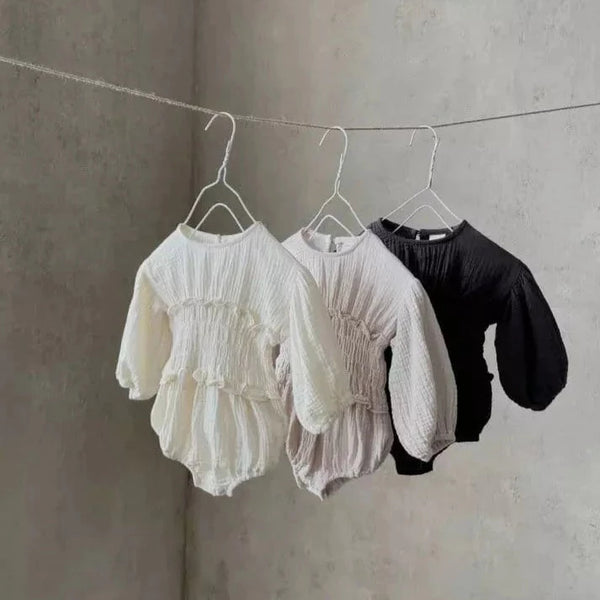 Suki Smocked Cotton Baby Bodysuit (Blush)