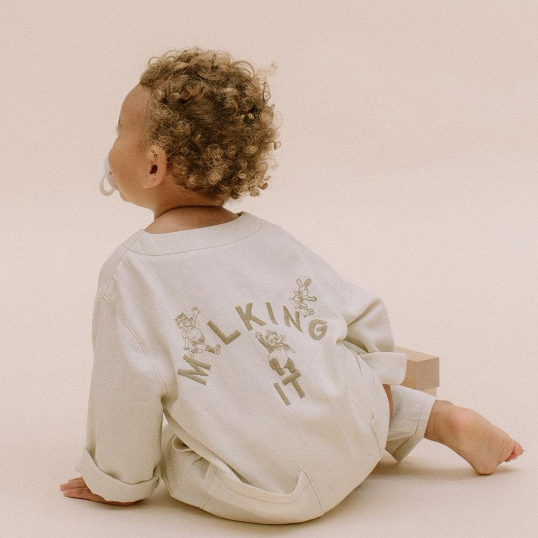 MILKING IT x ANDO Childrens Unisex Boilersuit Overalls (Oat)