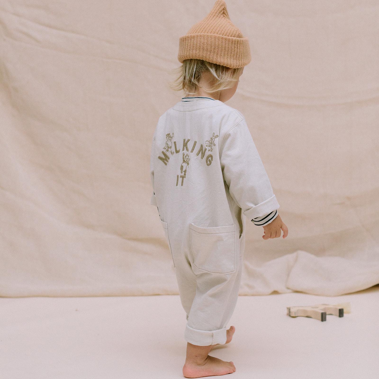 MILKING IT x ANDO Childrens Unisex Boilersuit Overalls (Oat)