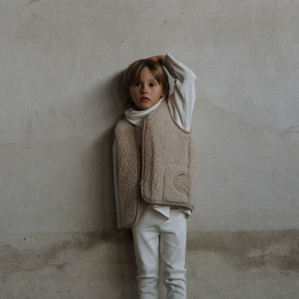 Clara 100% Wool Vest with Lining (Latte)