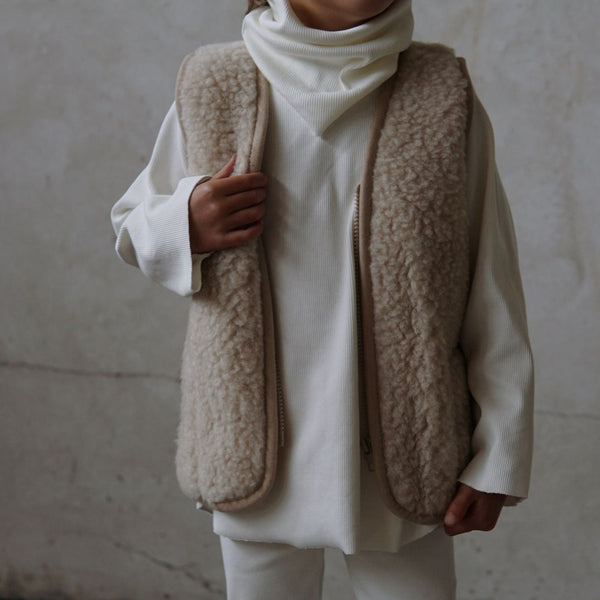 Clara 100% Wool Vest with Lining (Latte)