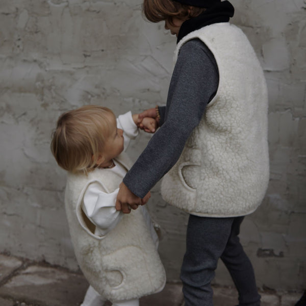 Clara 100% Wool Vest with Lining (Milk)