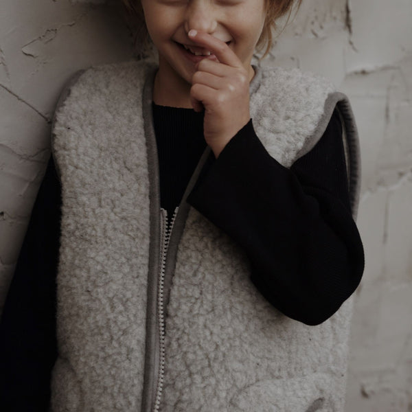 Clara 100% Wool Vest with Lining (Grey)