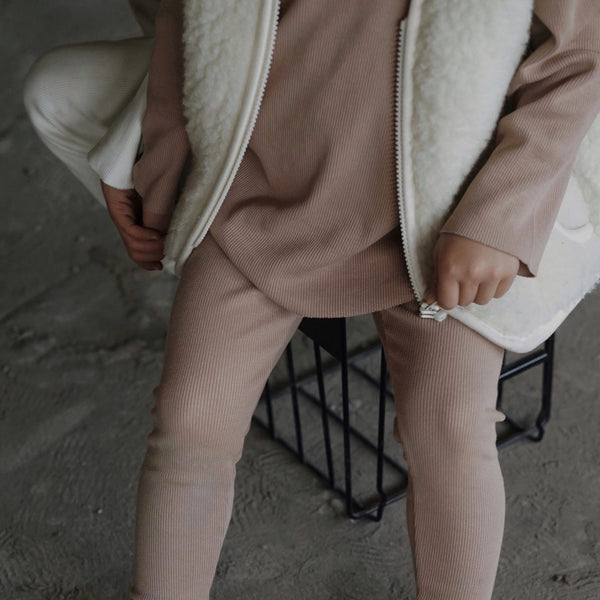 Camie Cotton Rib Raw Hem Sweatshirt (Biscuit)