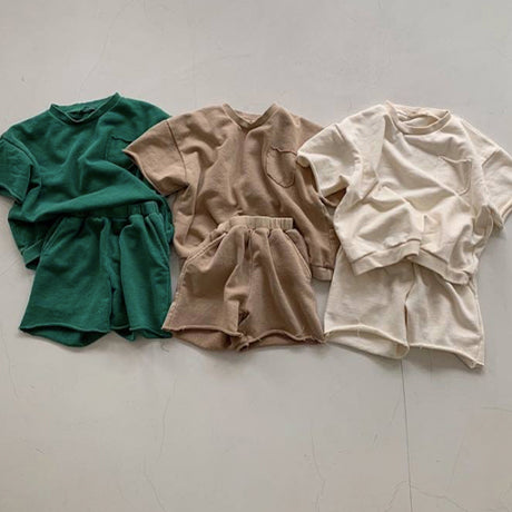 Gio Unisex Raw Sweatshirt and Shorts Set (Green)