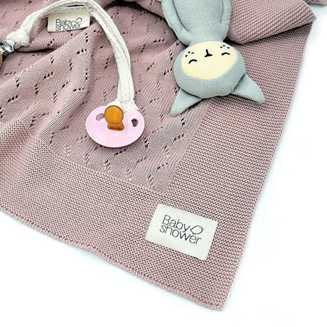 Super Soft Celular Cotton Knit Blanket (Blush)