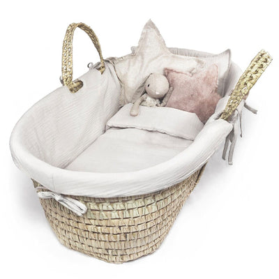 Organic Cotton Moses Basket Liner & Linen 4 Piece Set (Grey)