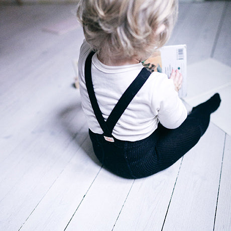 Silly Silas Unisex Rib Tights with Braces (Black)