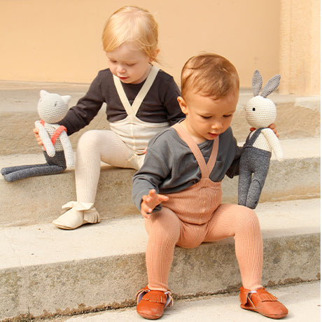 Silly Silas Unisex Rib Tights with Braces (Toffee)