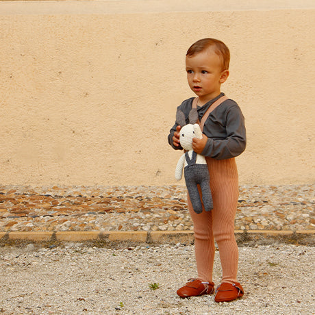 Silly Silas Unisex Rib Tights with Braces (Toffee)