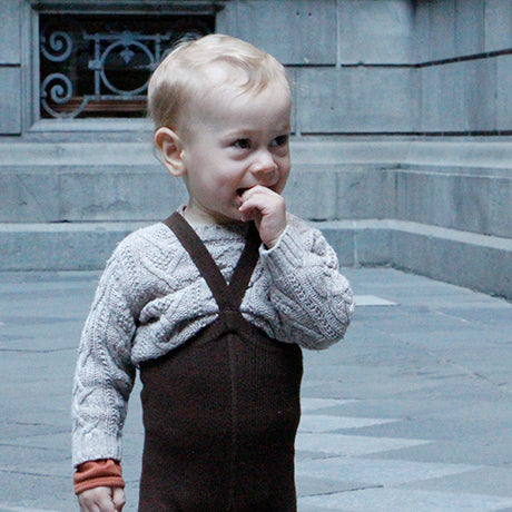 Silly Silas Unisex Rib Tights with Braces (Chocolate)