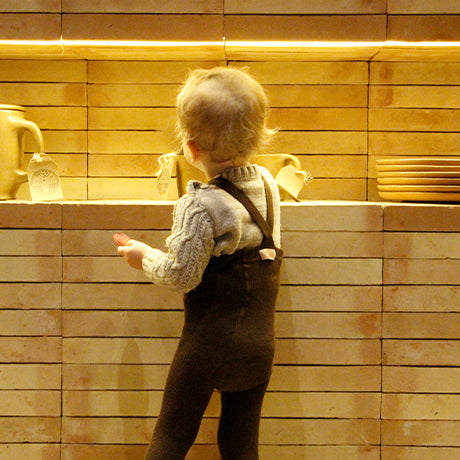 Silly Silas Unisex Rib Tights with Braces (Chocolate)