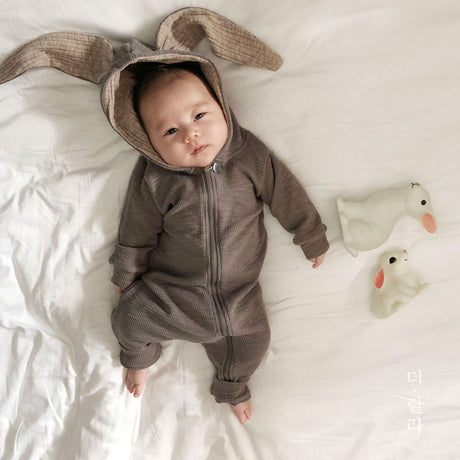 Bunny Ears Rabbit Romper Suit (Mocha Grey)