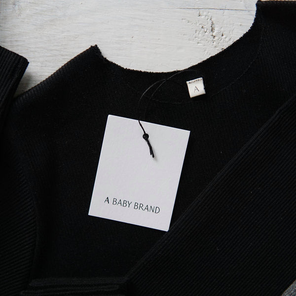Camie Cotton Rib Raw Hem Sweatshirt  (Black)