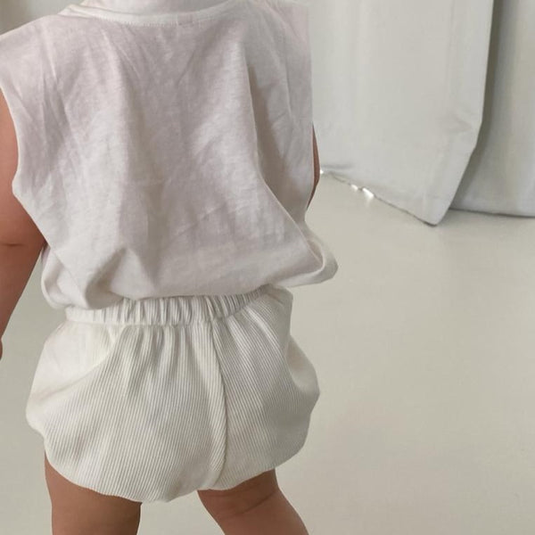 Cole Cotton Rib Baby Bloomers (White)