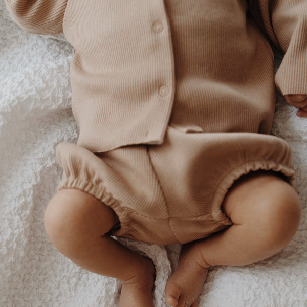 Chia Cotton Rib Cardigan (Biscuit)