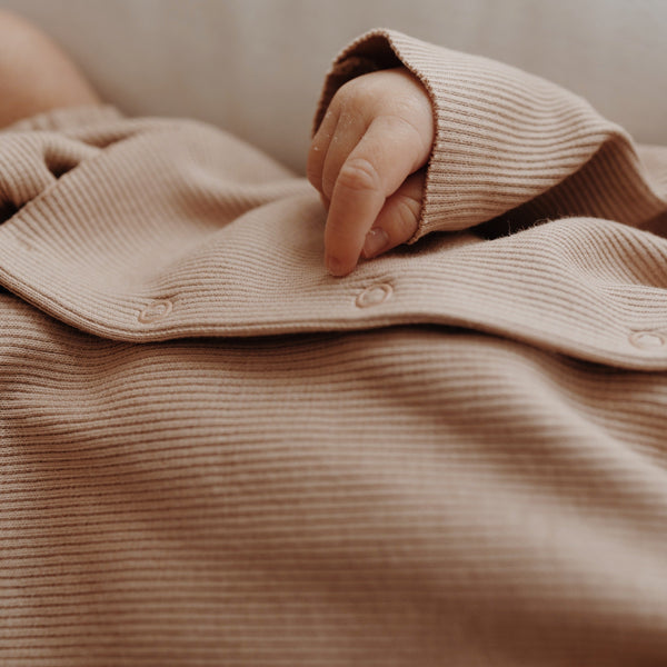 Chia Cotton Rib Cardigan (Biscuit)