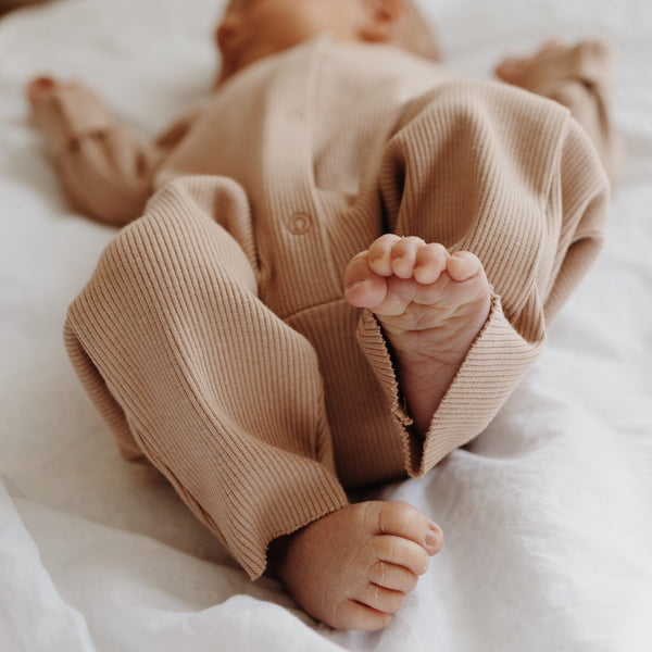 Carle Cotton Rib Footless Baby Romper (Biscuit)