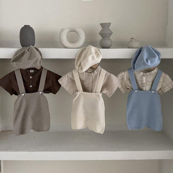 Roro Rib Knitted Short Dungarees (Oat Mocha)