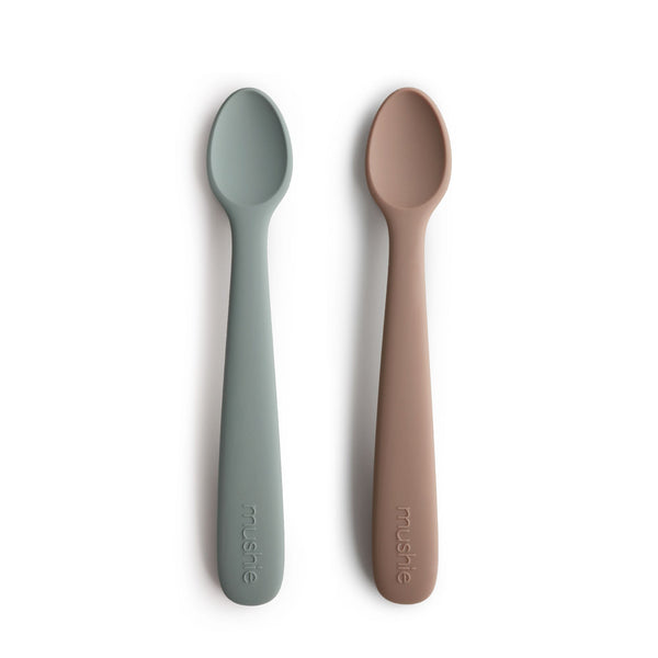 Mushie Silicone Spoon Set (Stone and Cloudy Mauve)