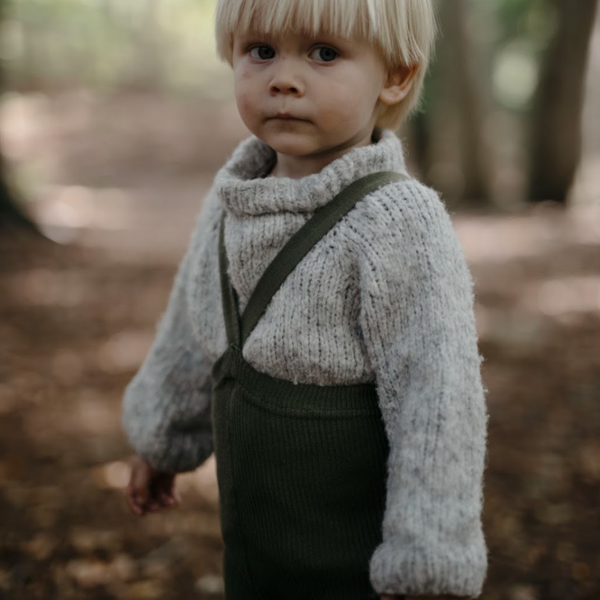 Silly Silas Unisex Rib Tights with Braces (Olive)