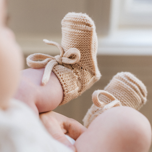 Merino Wool Baby Booties (Oat)