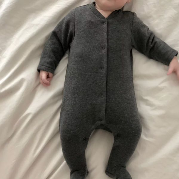 Carlo Organic Fleece Babysuit (Dark Grey)