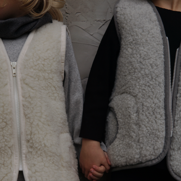 Clara 100% Wool Vest with Lining (Grey)