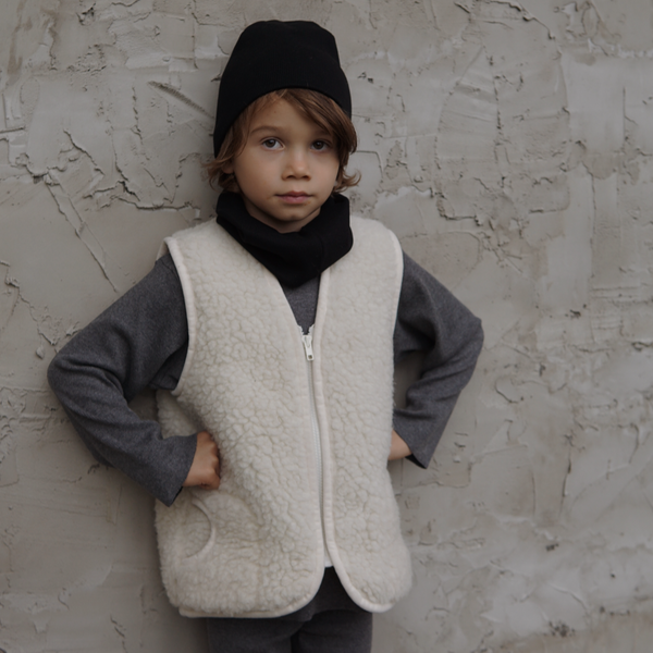Clara 100% Wool Vest with Lining (Milk)