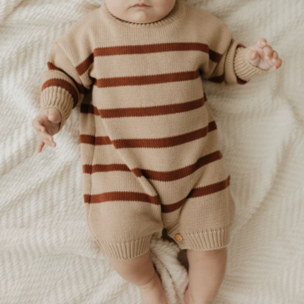 River Cotton Knitted Baby Romper (Stripe)