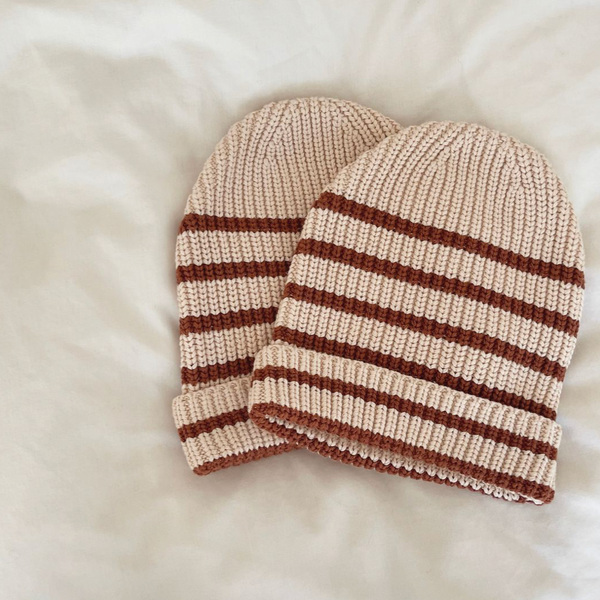 Aspen Chunky Knit Beanie Hat (Stripe)