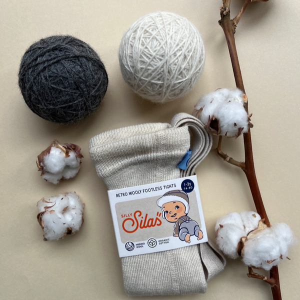 Silly Silas Unisex Footless Woollen Tights with Braces (Cream Blend)