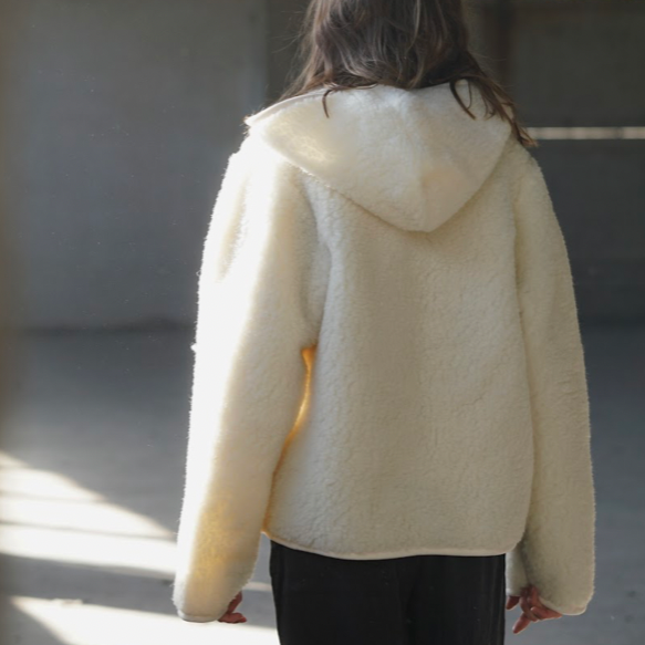 MAMA Ciara 100% Wool Hooded Jacket (Milk)