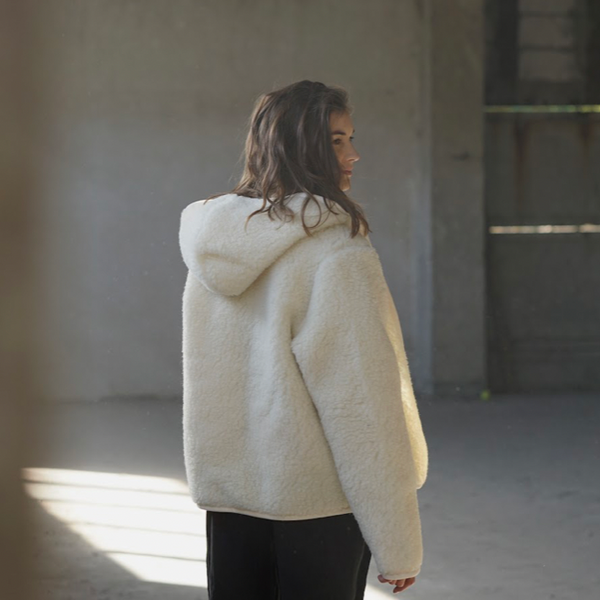 MAMA Ciara 100% Wool Hooded Jacket (Milk)