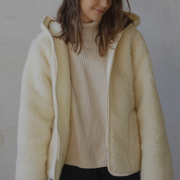 MAMA Ciara 100% Wool Hooded Jacket (Milk)